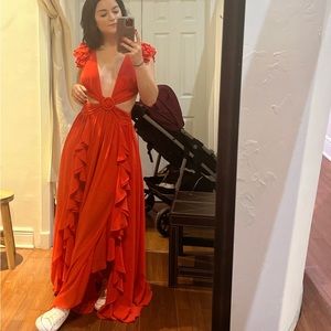 Long party red maxi dress